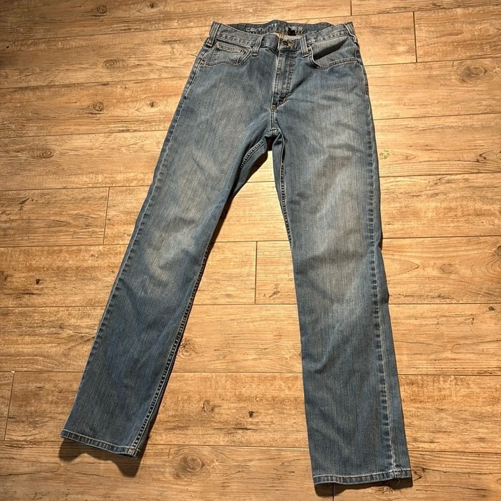 Carhartt Mens Relaxed Fit Jeans Straight Leg Denim Workwear Blue Sz 32 X 34